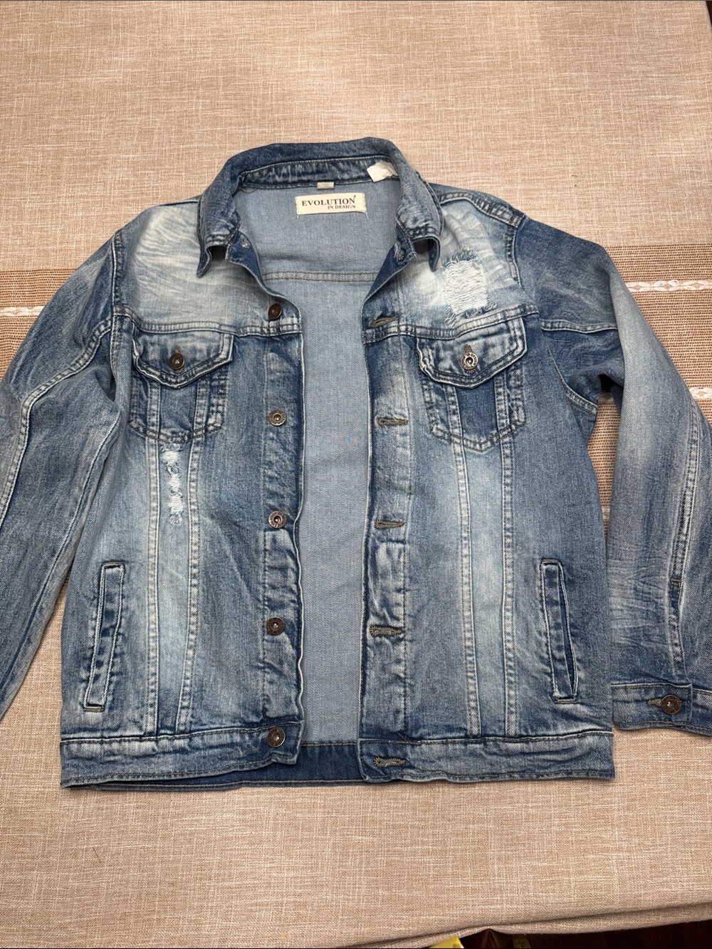 Evolution Distressed Light Blue Denim Jacket